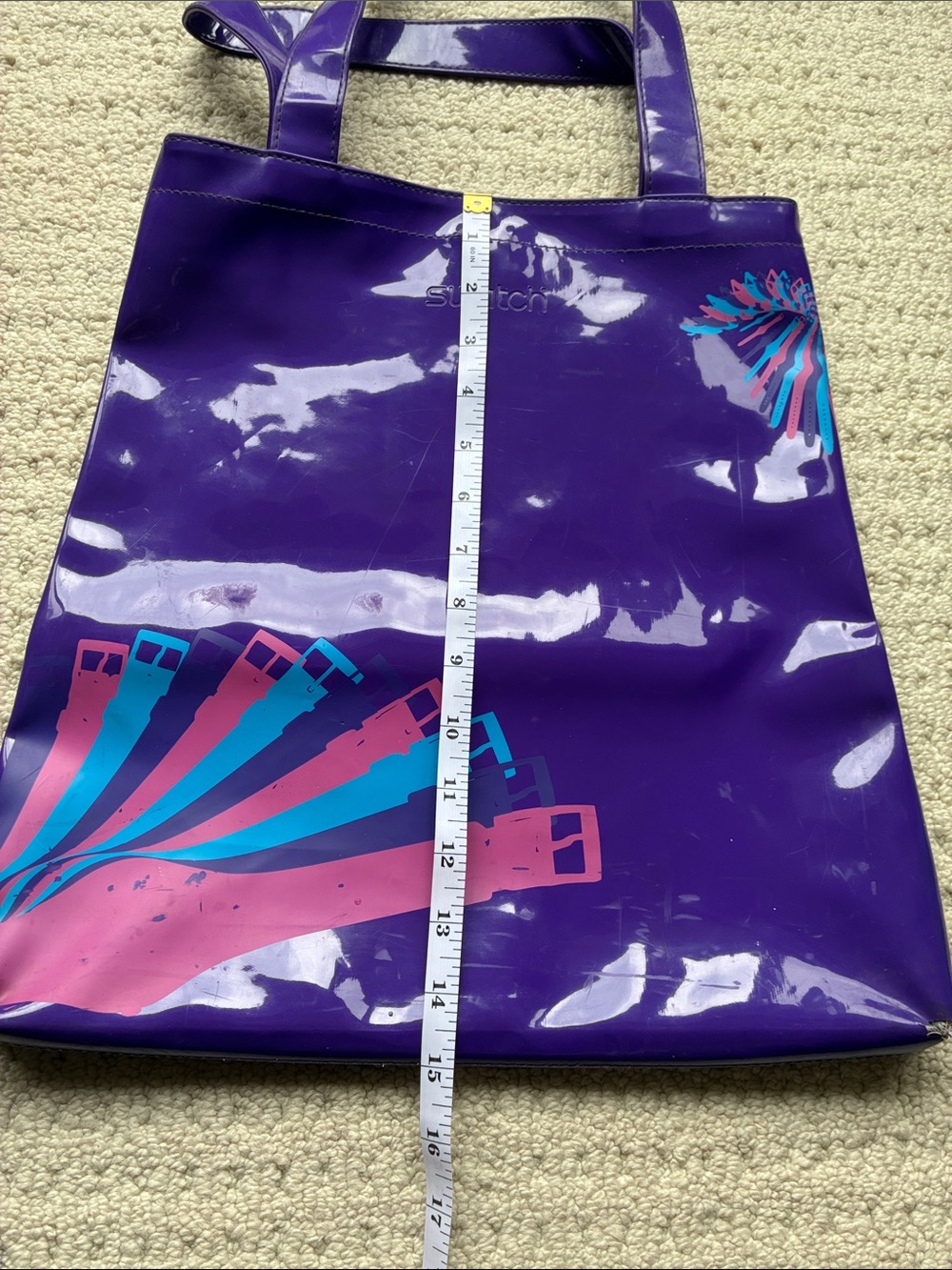 Swatch Vintage Purple Vinyl Tote Bag Watch Strap Graphic Print - Picture 11 of 12
